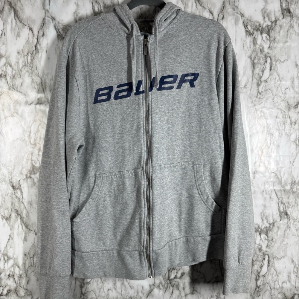 Bauer Gray Zip Up Sweater with Hood